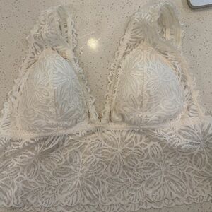 Aerie Floral Lace Bralette in Cream